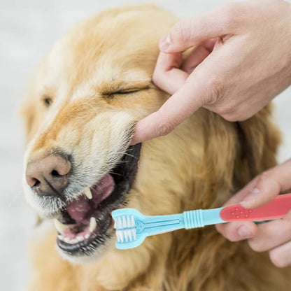 Escova de Dentes Tripla para Cães e Gatos