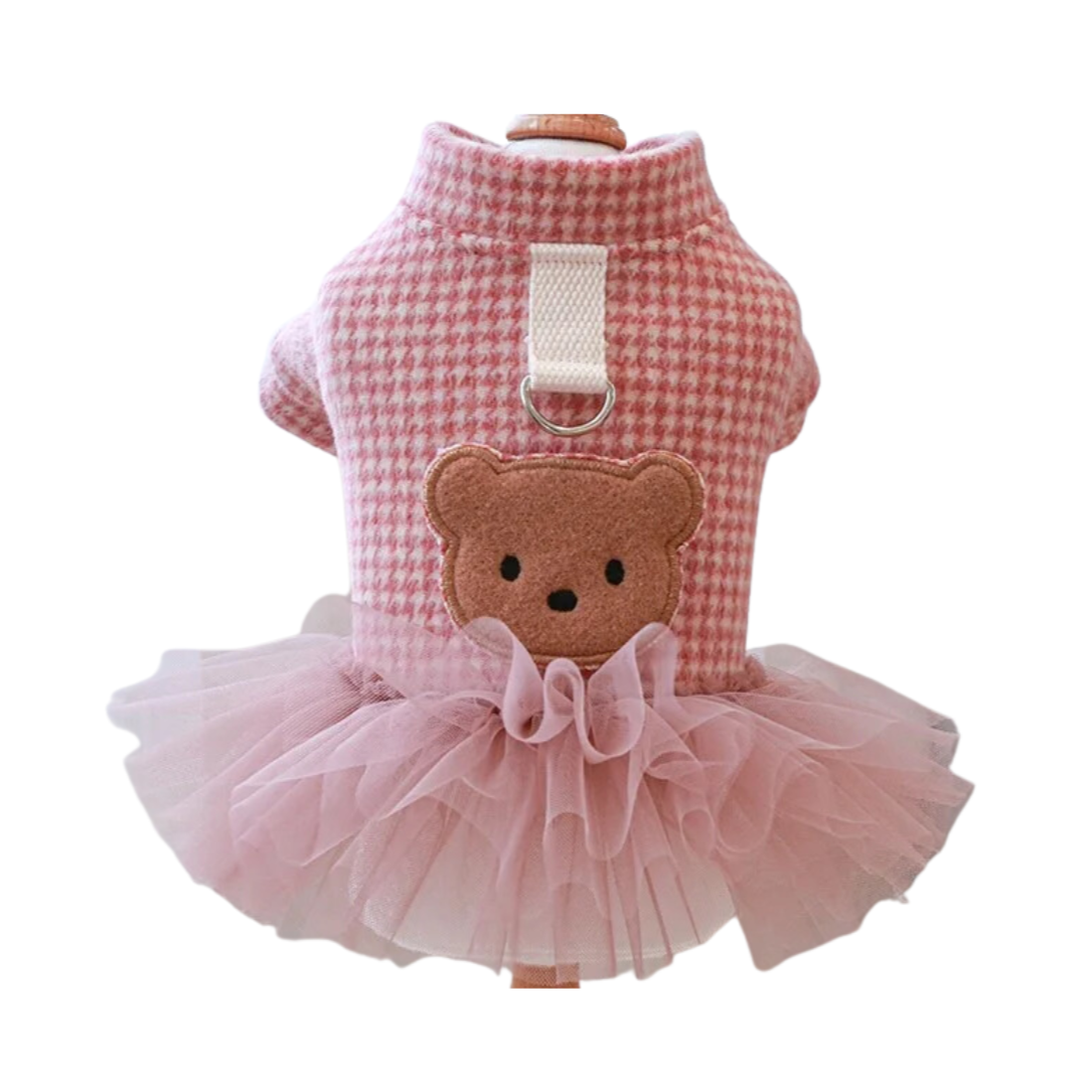 Vestido Pet Xadrez Rosa Estilo Princesa