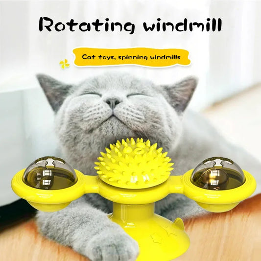 Windmill Cat Toy Interactive Pet Toys for Cats Puzzle Cat Game Toy With Whirligig Turntable for Kitten Brush Teeth Pet Supplies