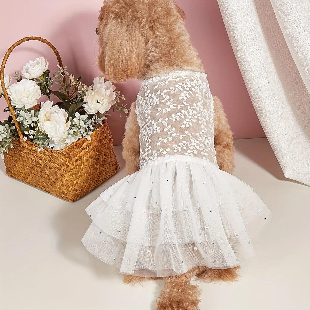 Dog Wedding Party Suit Summer Mesh Dress Suitable For Cats And Dogs - Bicho de Pata