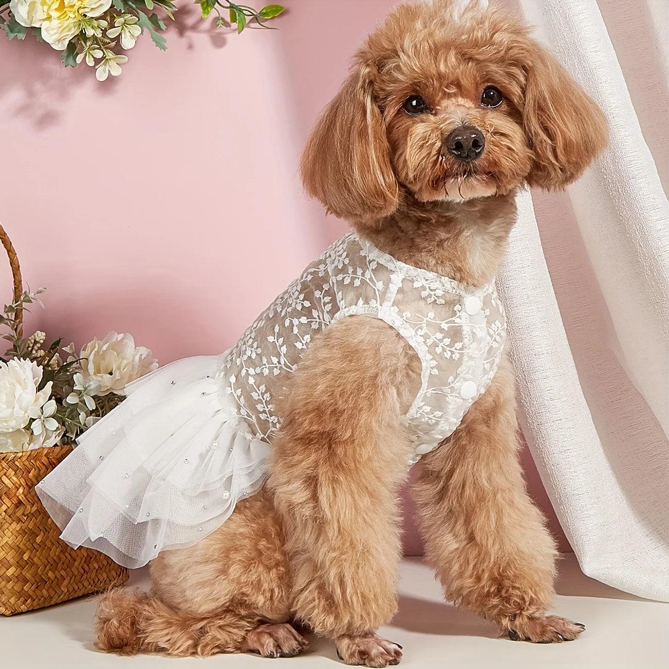 Dog Wedding Party Suit Summer Mesh Dress Suitable For Cats And Dogs - Bicho de Pata