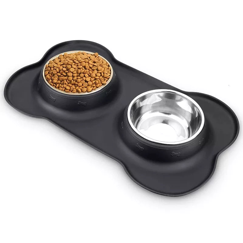 Comedouro para Cachorros e Gatos em Inox com Base de Silicone Antiderrapante